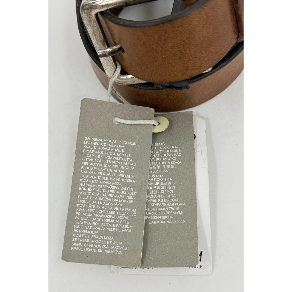 H&M‎ Leather Belt Brown Made in Sweden Classic Mens 33-34